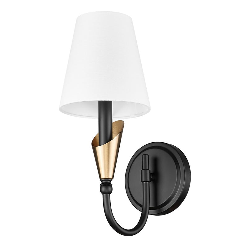 Z-Lite Claudelle 1Lt Curve Wall Sconce, Black/Gold/White
