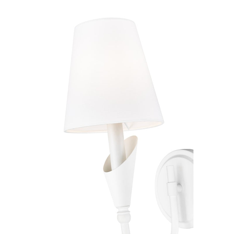 Z-Lite Claudelle 1 Light Curve Wall Sconce, Textured White/White