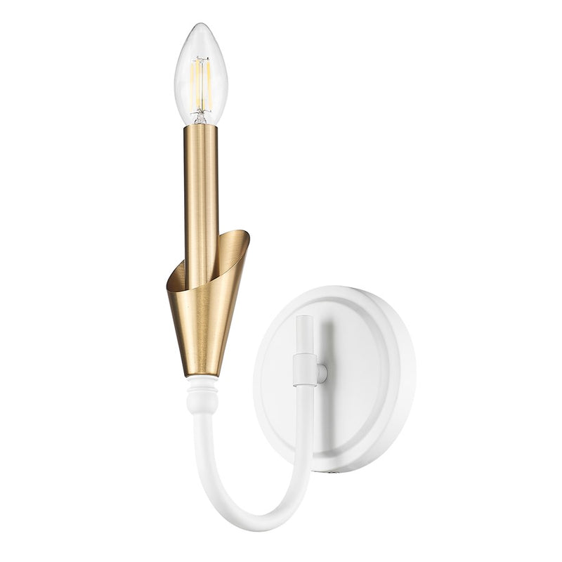 Z-Lite Claudelle 1Lt Curve Wall Sconce, White/Gold/White