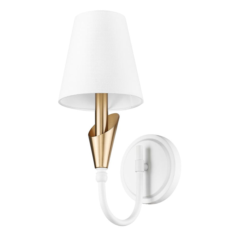 Z-Lite Claudelle 1Lt Curve Wall Sconce, White/Gold/White