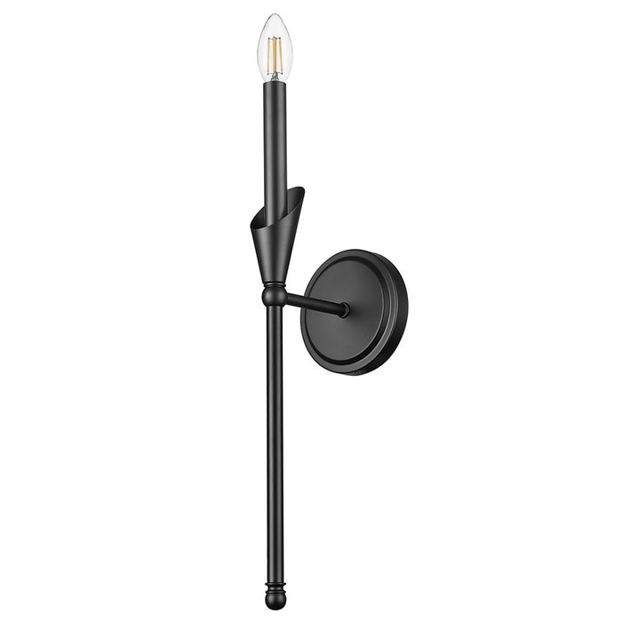 Z-Lite Claudelle 1 Light Wall Sconce, Matte Black/White