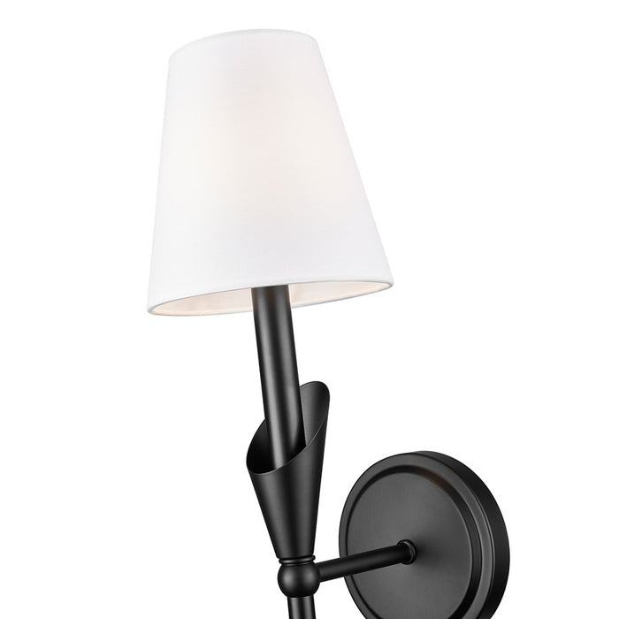 Z-Lite Claudelle 1 Light Wall Sconce, Matte Black/White