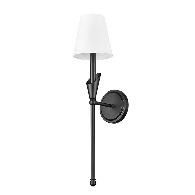 Z-Lite Claudelle 1 Light Wall Sconce, Matte Black/White