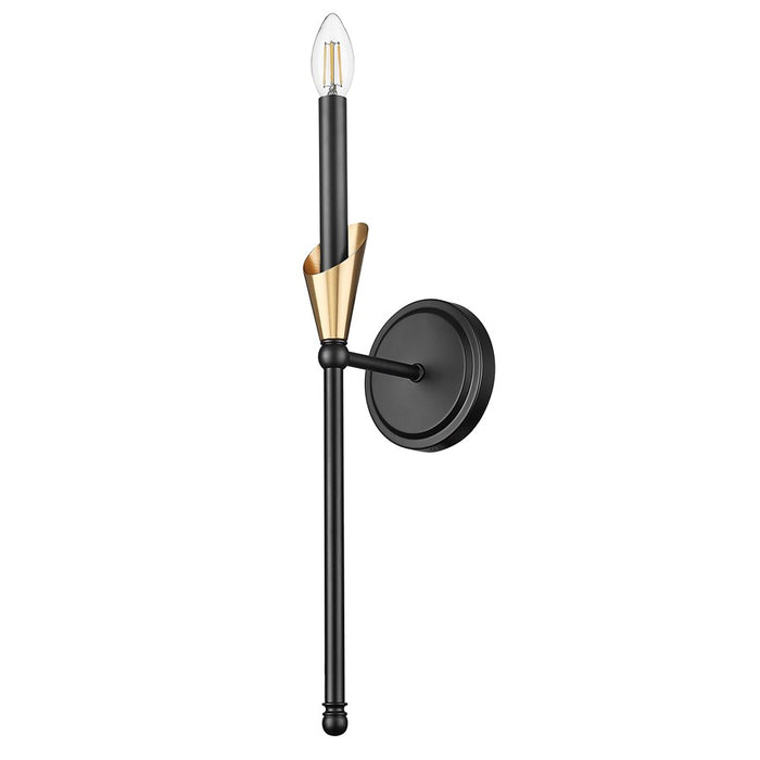 Z-Lite Claudelle 1Lt Wall Sconce, Black/Modern Gold/White