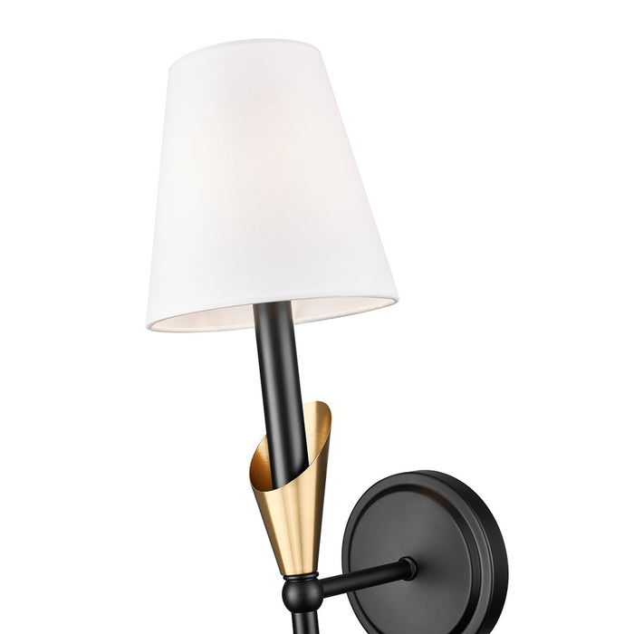 Z-Lite Claudelle 1Lt Wall Sconce, Black/Modern Gold/White