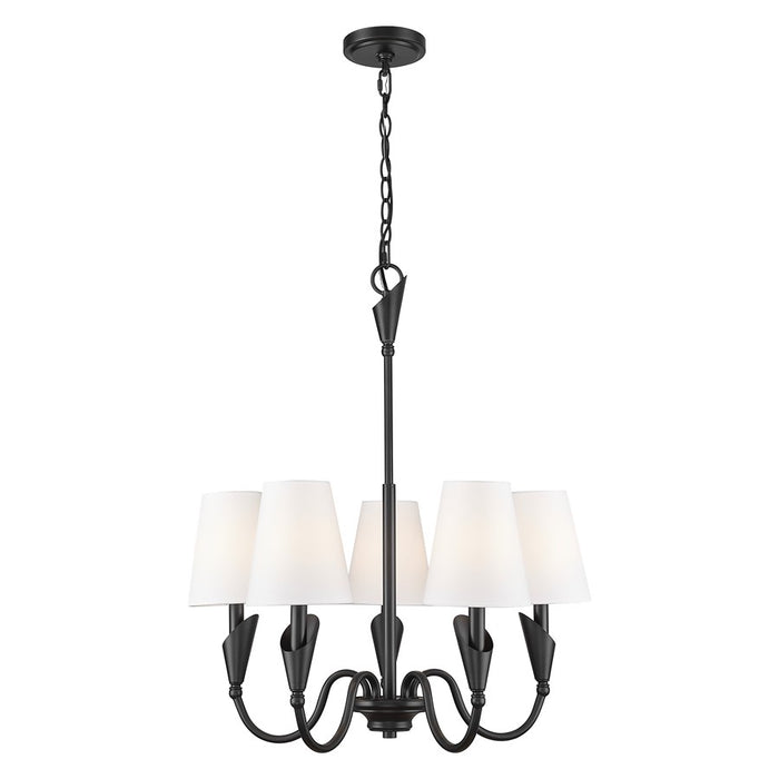 Z-Lite Claudelle 5 Light Chandelier, Matte Black/White - 4014-24MB