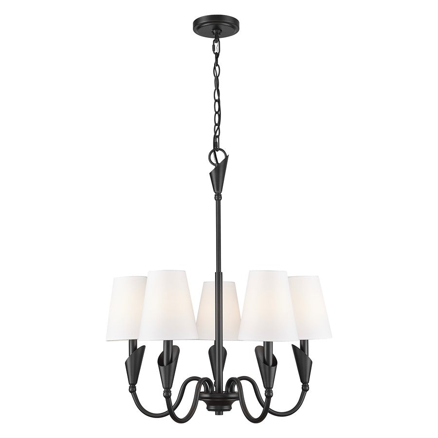Z-Lite Claudelle 5 Light Chandelier, Matte Black/White - 4014-24MB