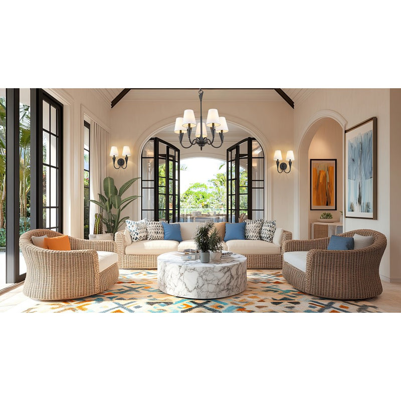 Z-Lite Claudelle 5 Light Chandelier, Matte Black/White