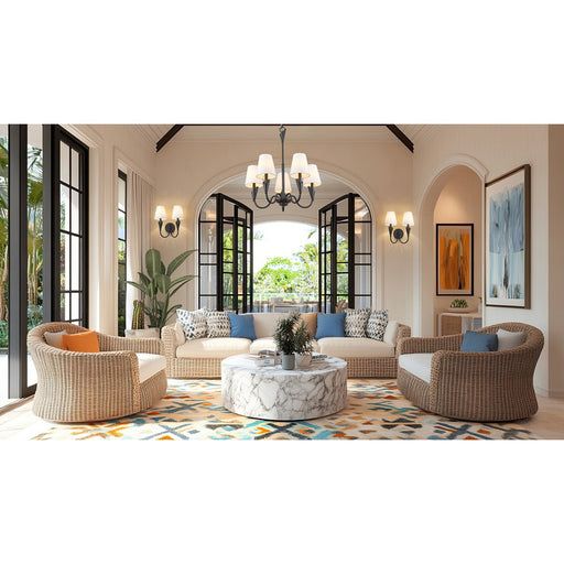 Z-Lite Claudelle 5 Light Chandelier, Matte Black/White