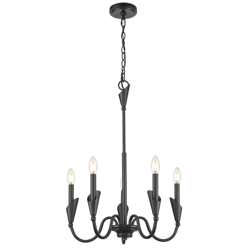 Z-Lite Claudelle 5 Light Chandelier, Matte Black/White