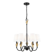 Z-Lite Claudelle 5Lt Chandelier, Matte Black/Modern Gold/White - 4014-24MB-MGLD