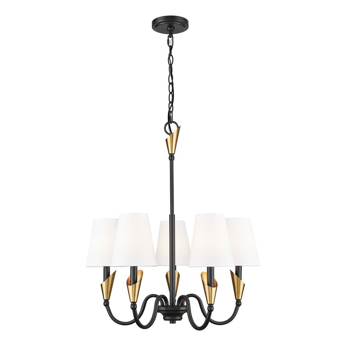 Z-Lite Claudelle 5Lt Chandelier, Matte Black/Modern Gold/White - 4014-24MB-MGLD
