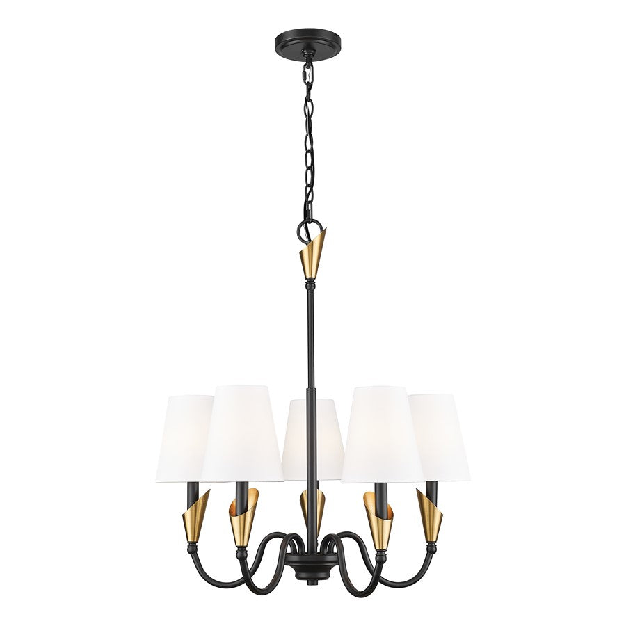 Z-Lite Claudelle 5Lt Chandelier, Matte Black/Modern Gold/White - 4014-24MB-MGLD