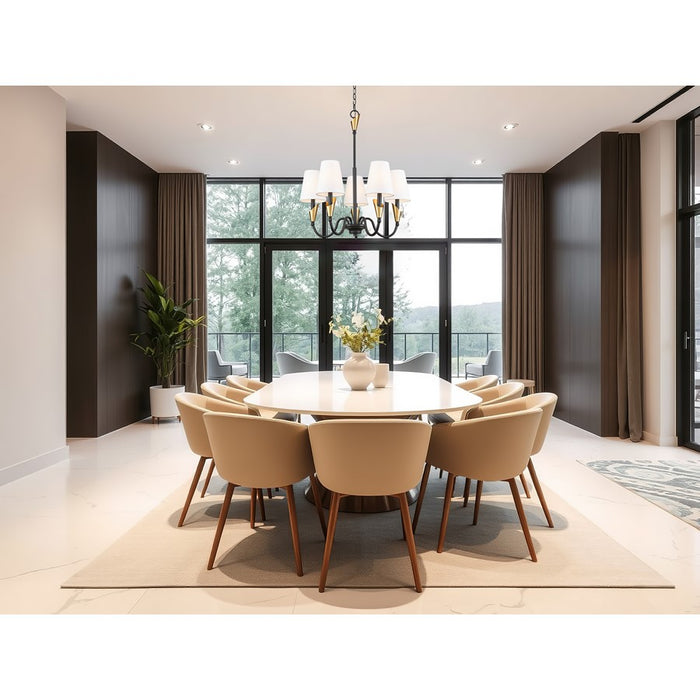 Z-Lite Claudelle 5Lt Chandelier, Matte Black/Modern Gold/White