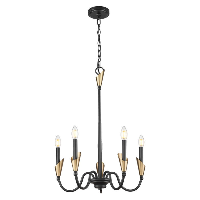 Z-Lite Claudelle 5Lt Chandelier, Matte Black/Modern Gold/White
