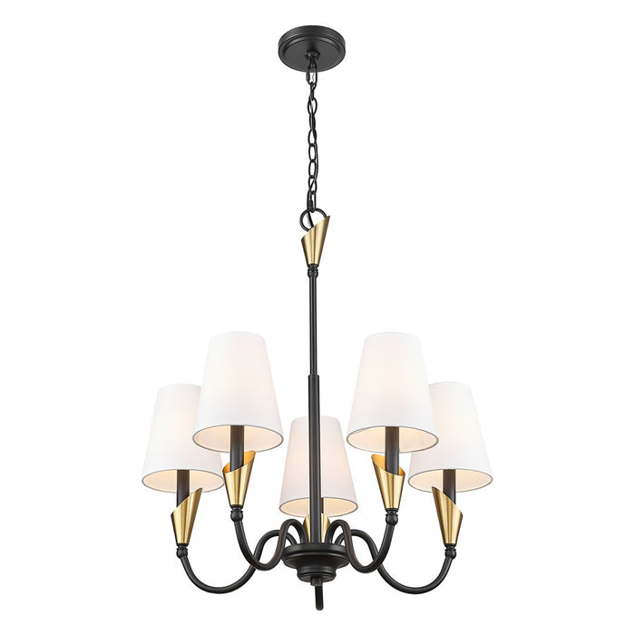 Z-Lite Claudelle 5Lt Chandelier, Matte Black/Modern Gold/White