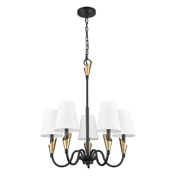 Z-Lite Claudelle 5Lt Chandelier, Matte Black/Modern Gold/White