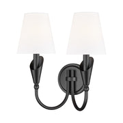 Z-Lite Claudelle 2 Light Wall Sconce, Matte Black/White - 4014-2S-MB