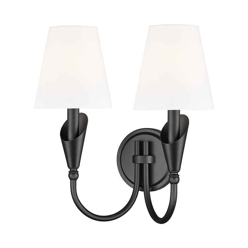 Z-Lite Claudelle 2 Light Wall Sconce, Matte Black/White - 4014-2S-MB