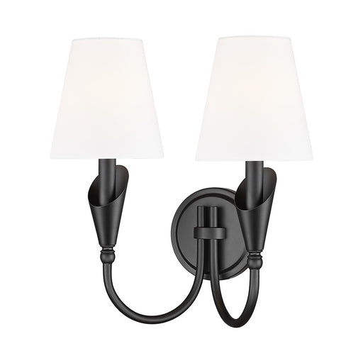 Z-Lite Claudelle 2 Light Wall Sconce, Matte Black/White - 4014-2S-MB