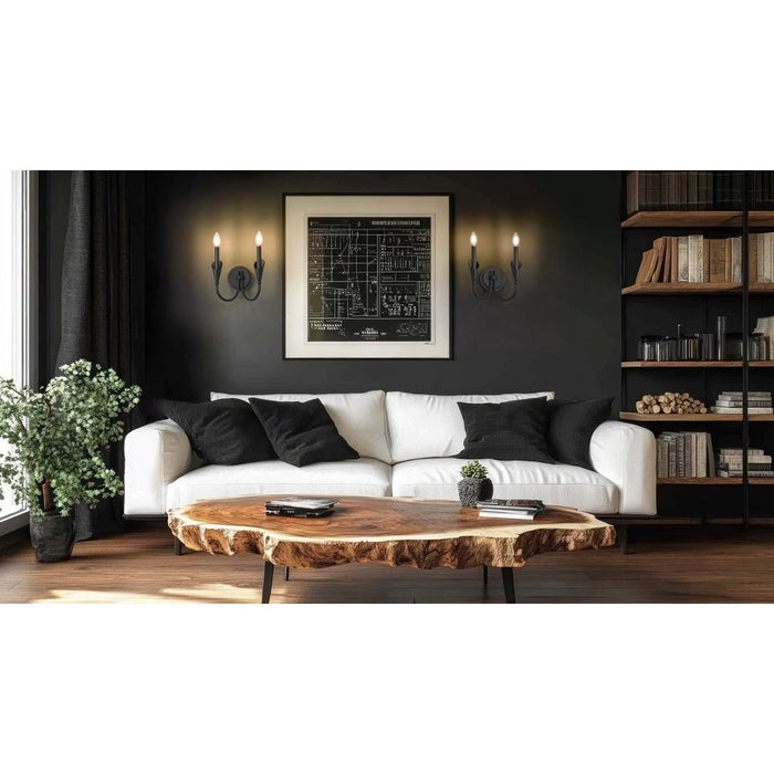 Z-Lite Claudelle 2 Light Wall Sconce, Matte Black/White