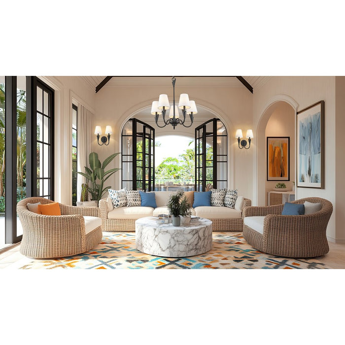 Z-Lite Claudelle 2 Light Wall Sconce, Matte Black/White