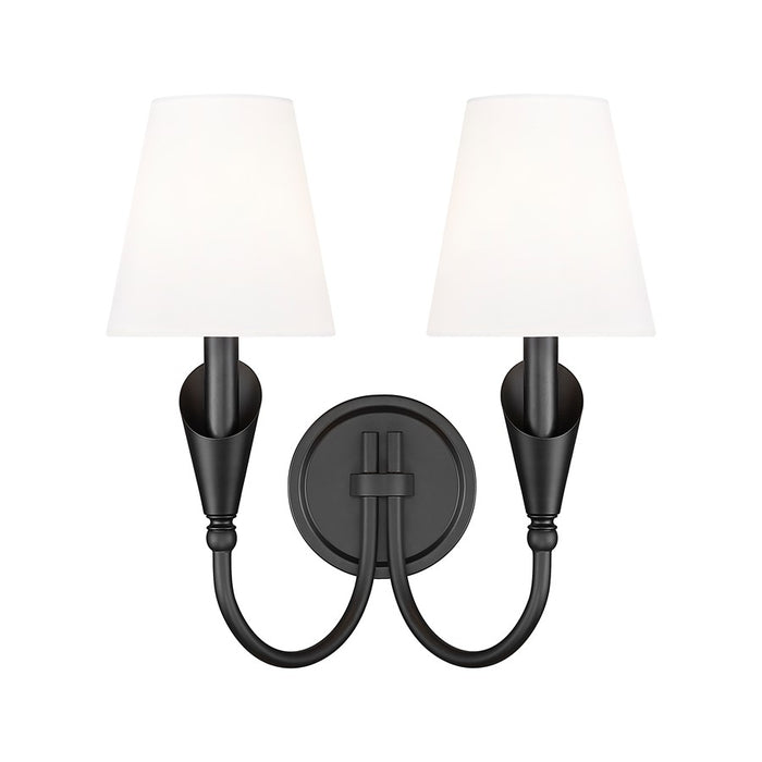 Z-Lite Claudelle 2 Light Wall Sconce, Matte Black/White