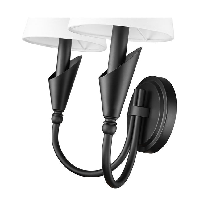 Z-Lite Claudelle 2 Light Wall Sconce, Matte Black/White