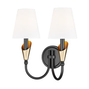 Z-Lite Claudelle 2Lt Wall Sconce, Black/Modern Gold/White - 4014-2S-MB-MGLD