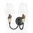 Z-Lite Claudelle 2Lt Wall Sconce, Black/Modern Gold/White - 4014-2S-MB-MGLD