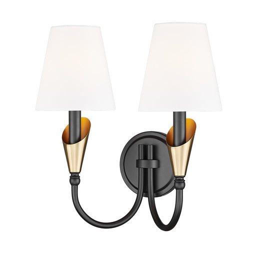 Z-Lite Claudelle 2Lt Wall Sconce, Black/Modern Gold/White - 4014-2S-MB-MGLD