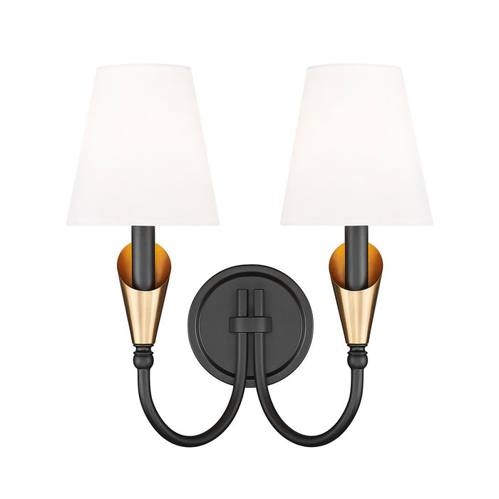 Z-Lite Claudelle 2Lt Wall Sconce, Black/Modern Gold/White