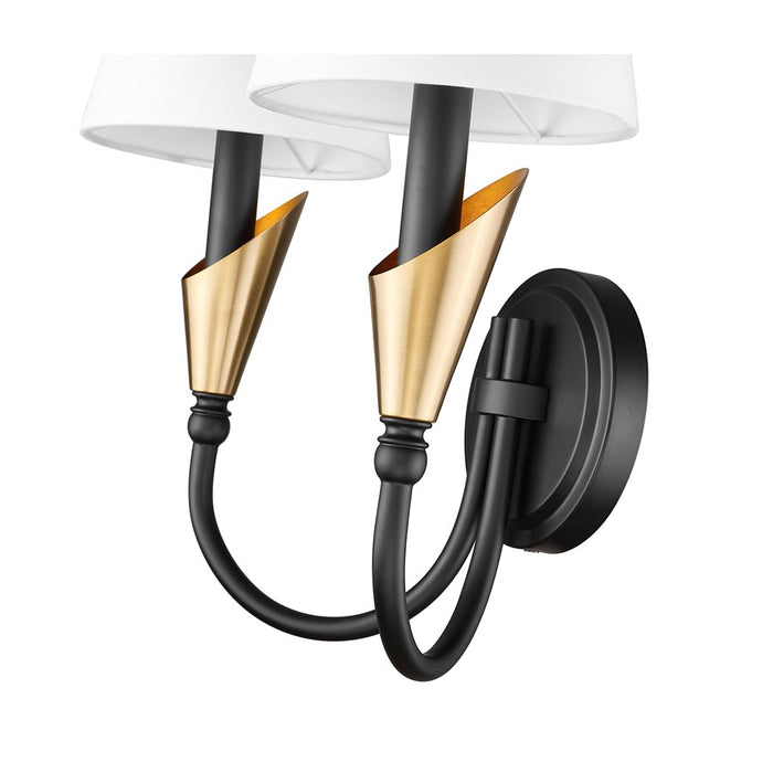 Z-Lite Claudelle 2Lt Wall Sconce, Black/Modern Gold/White