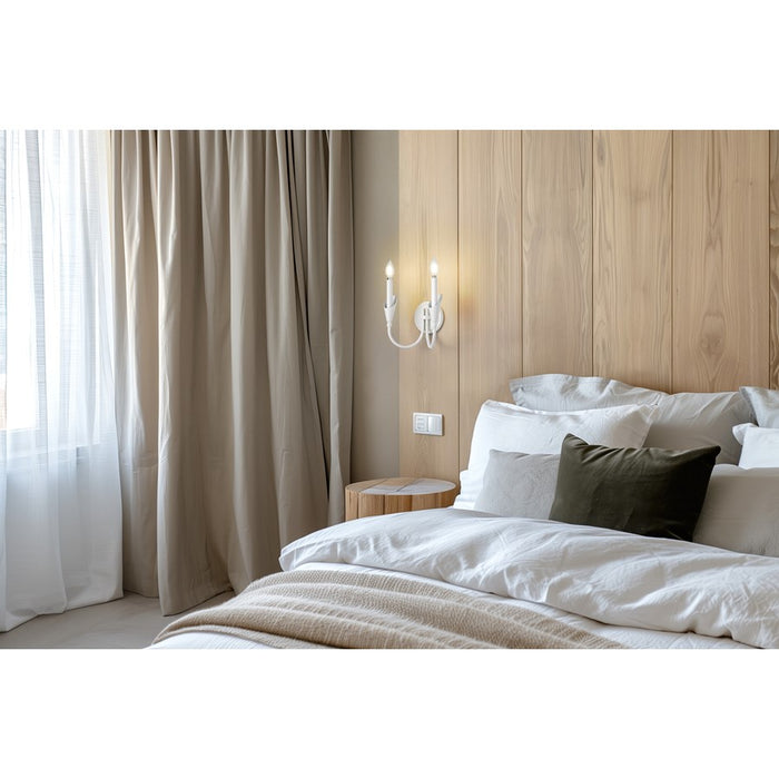 Z-Lite Claudelle 2 Light Wall Sconce, Textured White/White