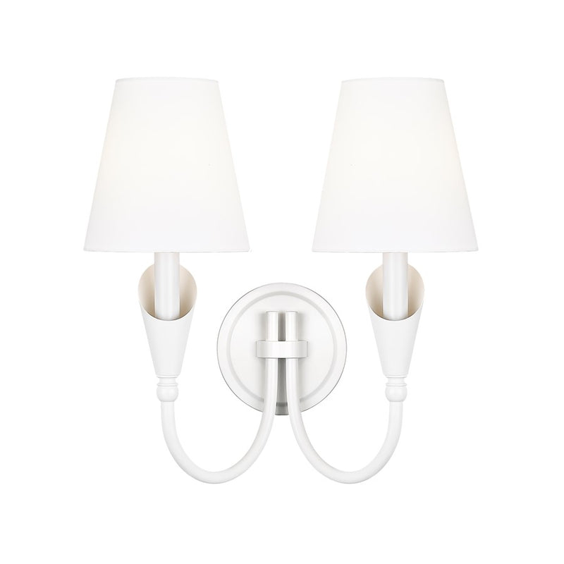 Z-Lite Claudelle 2 Light Wall Sconce, Textured White/White