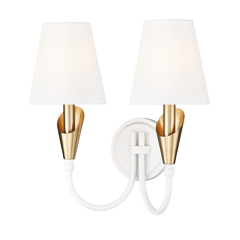 Z-Lite Claudelle 2Lt Wall Sconce, White/Modern Gold/White - 4014-2S-TW-MGLD