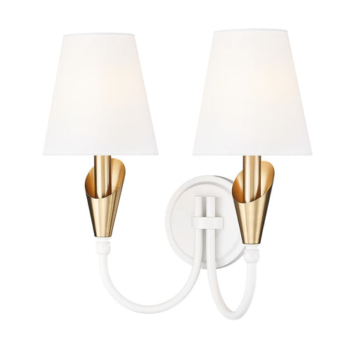 Z-Lite Claudelle 2Lt Wall Sconce, White/Modern Gold/White - 4014-2S-TW-MGLD