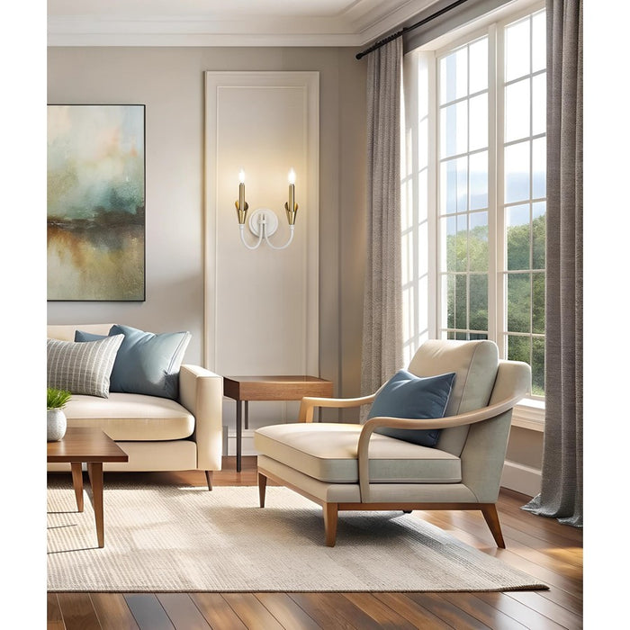 Z-Lite Claudelle 2Lt Wall Sconce, White/Modern Gold/White