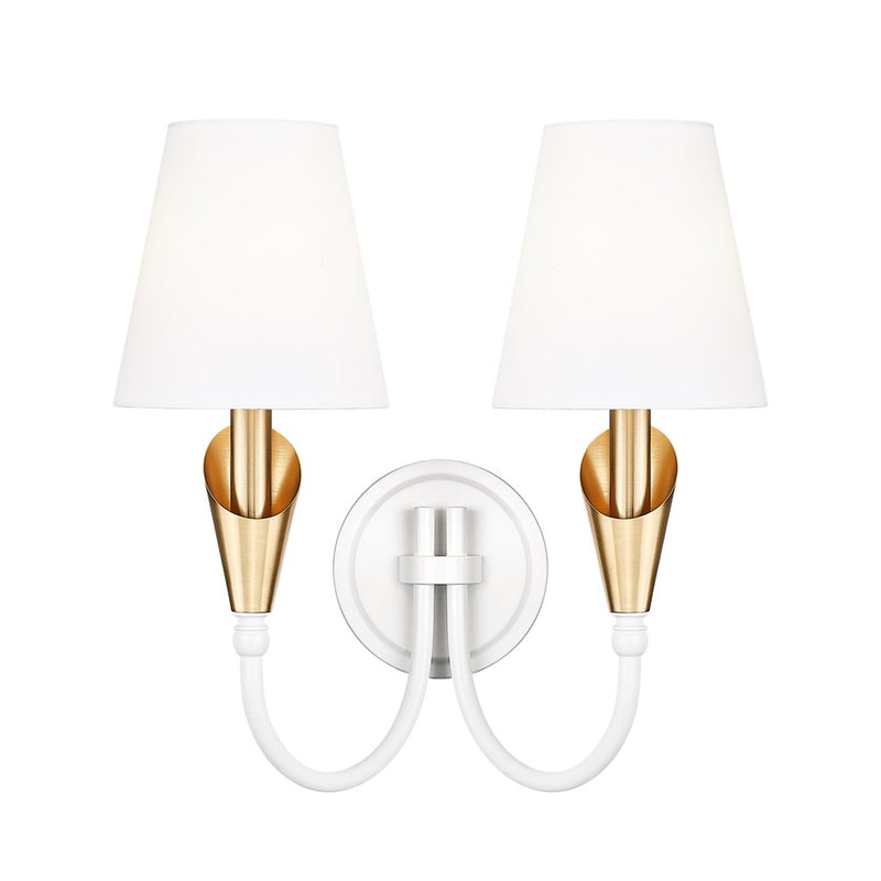 Z-Lite Claudelle 2Lt Wall Sconce, White/Modern Gold/White