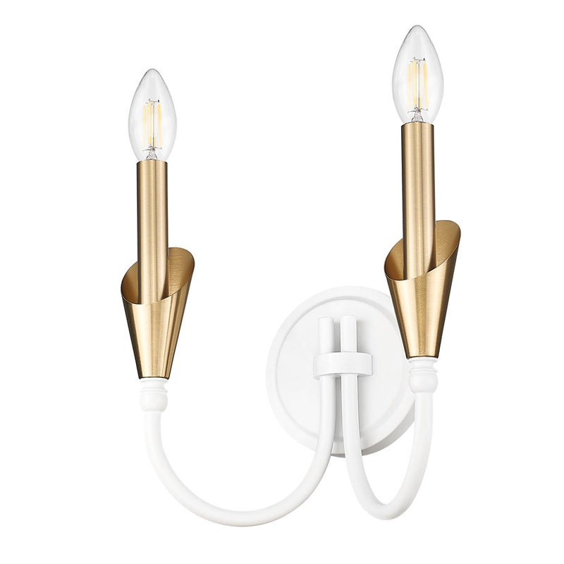 Z-Lite Claudelle 2Lt Wall Sconce, White/Modern Gold/White