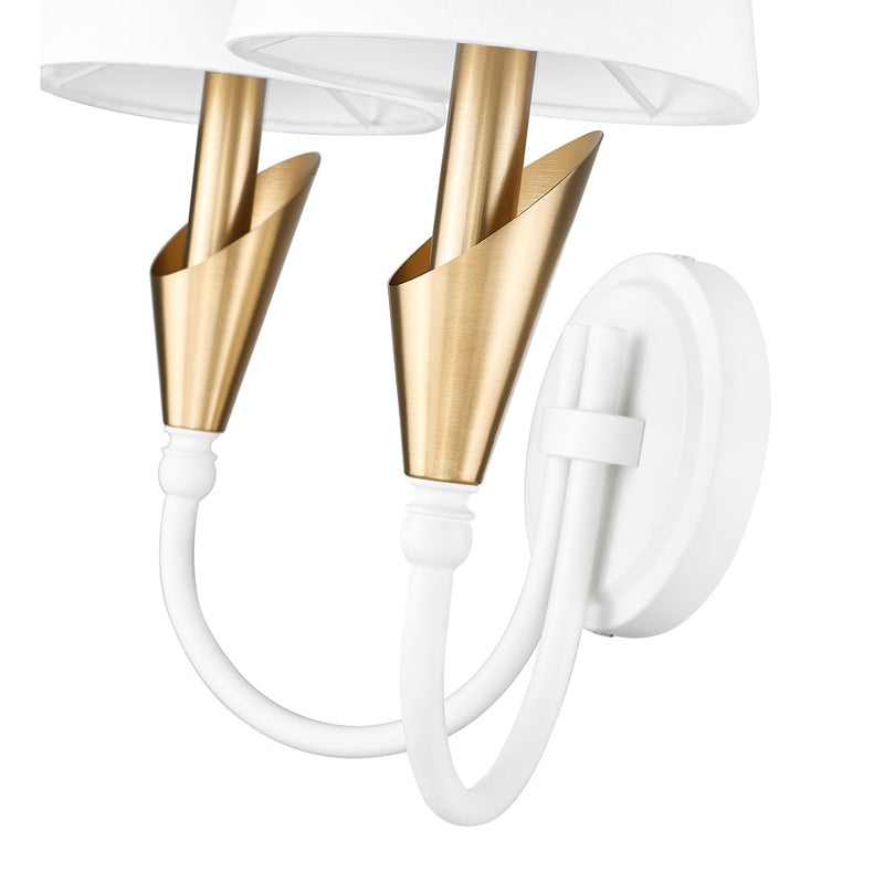 Z-Lite Claudelle 2Lt Wall Sconce, White/Modern Gold/White