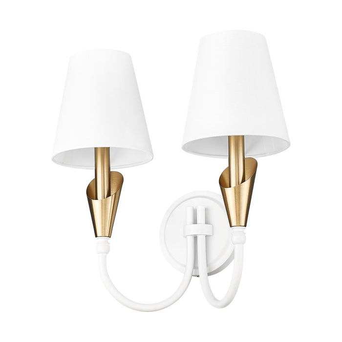 Z-Lite Claudelle 2Lt Wall Sconce, White/Modern Gold/White