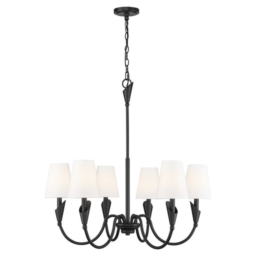 Z-Lite Claudelle 6 Light 32" Chandelier, Matte Black/White - 4014-32MB