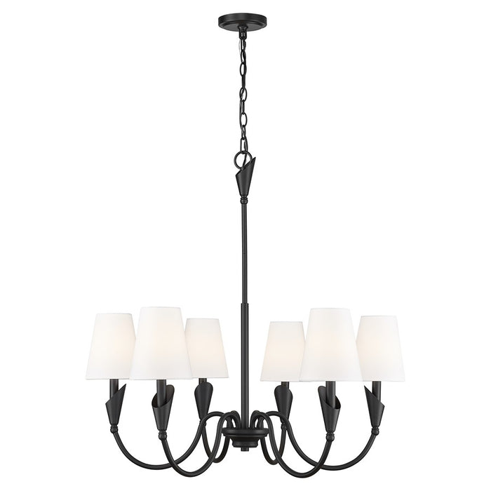 Z-Lite Claudelle 6 Light 32" Chandelier, Matte Black/White - 4014-32MB