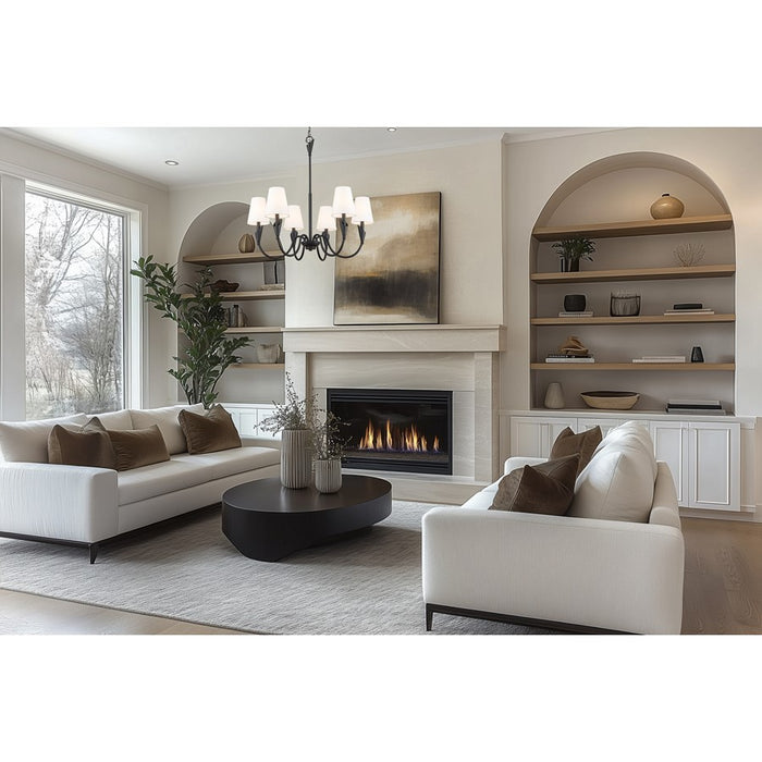 Z-Lite Claudelle 6 Light 32" Chandelier, Matte Black/White