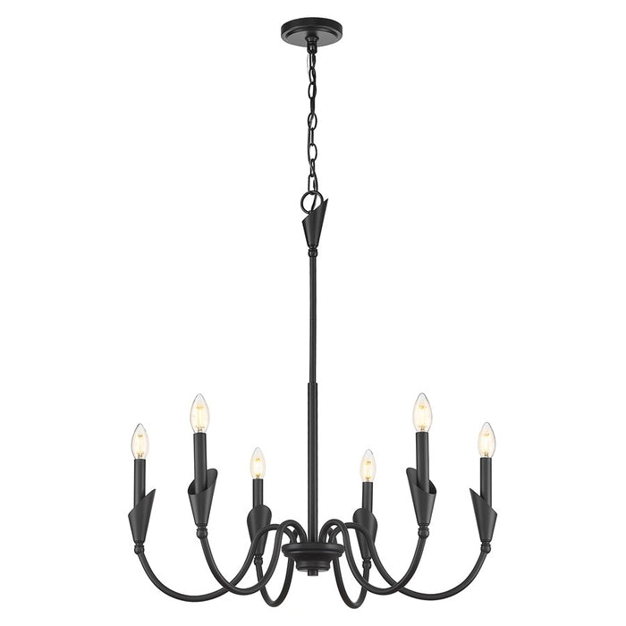 Z-Lite Claudelle 6 Light 32" Chandelier, Matte Black/White
