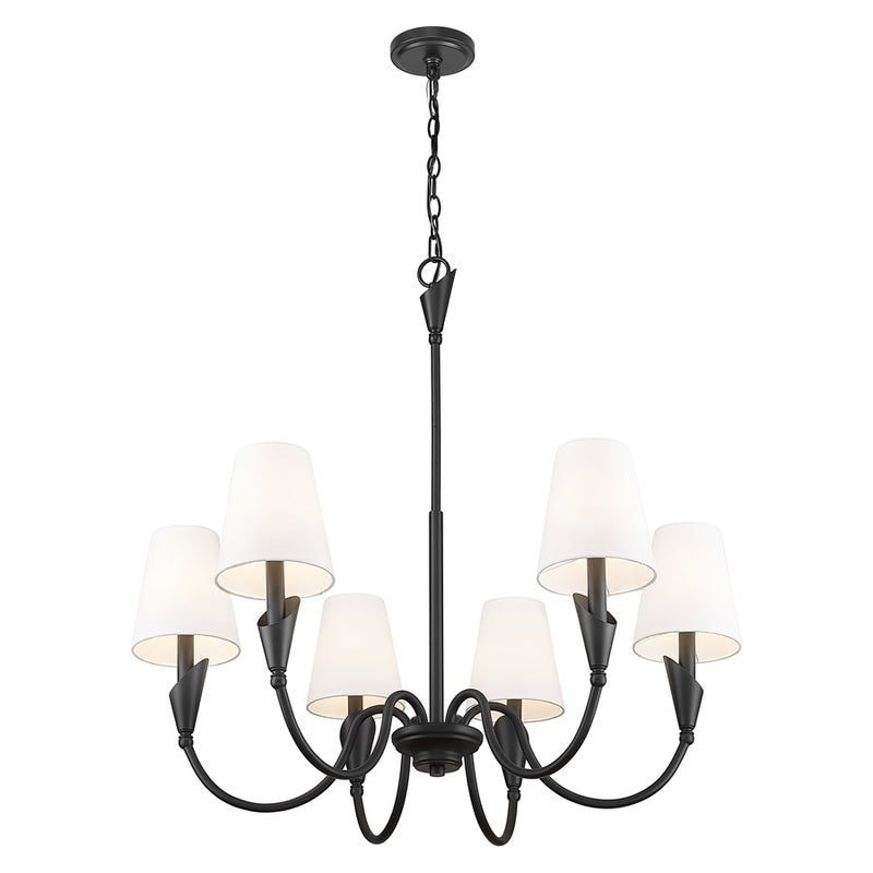 Z-Lite Claudelle 6 Light 32" Chandelier, Matte Black/White