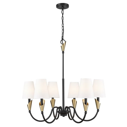 Z-Lite Claudelle 6Lt 32" Chandelier, Black/Modern Gold/White - 4014-32MB-MGLD