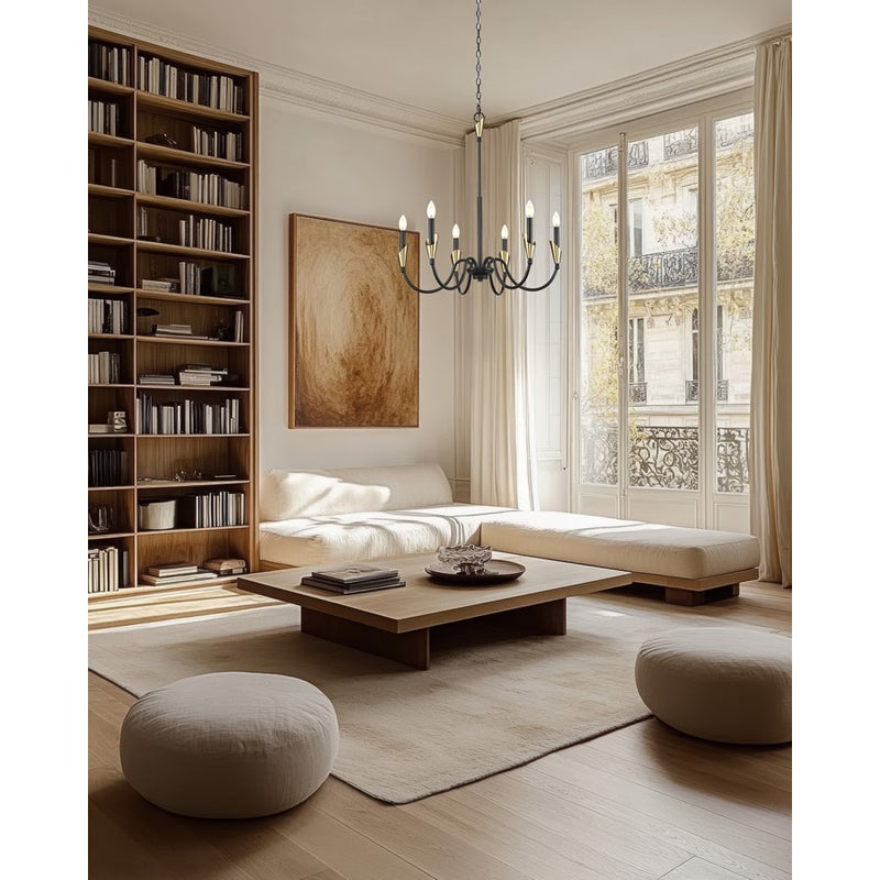 Z-Lite Claudelle 6Lt 32" Chandelier, Black/Modern Gold/White
