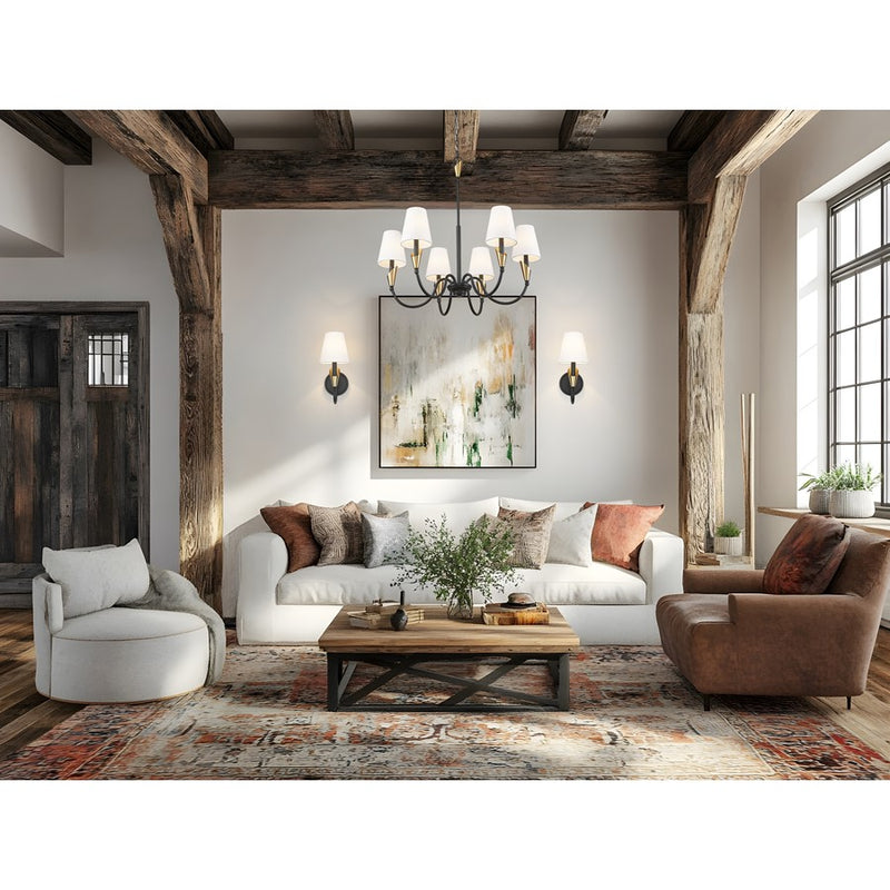 Z-Lite Claudelle 6Lt 32" Chandelier, Black/Modern Gold/White